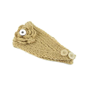 Headband- Knitted flower with snap button