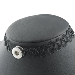 Necklaces- Black Punk Choker available in 12mm & 18mm Snap