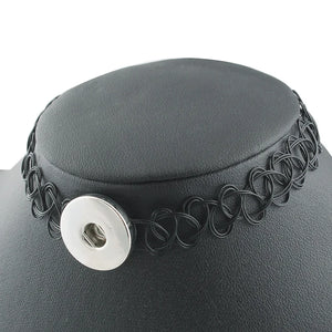 Necklaces- Black Punk Choker available in 12mm & 18mm Snap