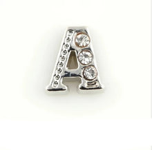 Load image into Gallery viewer, Charms- Alphabet Letters A-Z Silver w/ Gems
