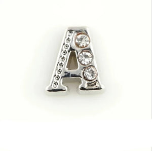 Charms- Alphabet Letters A-Z Silver w/ Gems