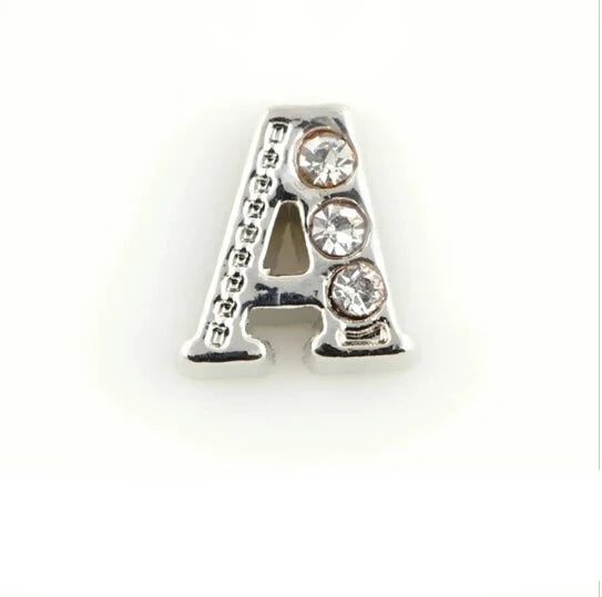 Charms- Alphabet Letters A-Z Silver w/ Gems