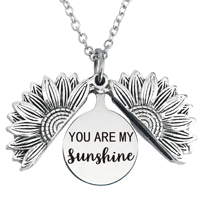 Sunflower Necklace- Openable Sunflower with an Inspirational Quote inside