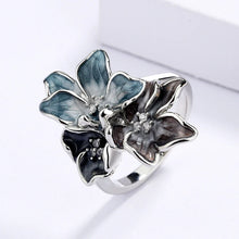 Load image into Gallery viewer, Rings- S925 Sterling Silver Flowers in Blue
