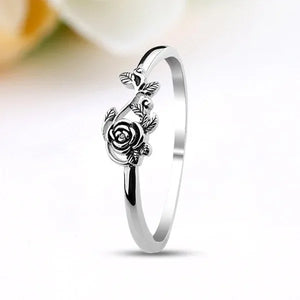 Rings- 925 Sterling Silver Unique Black Rose