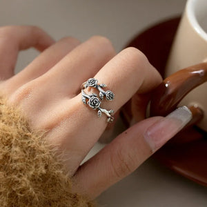 Rings- 925 Sterling Silver Doublewrap Flower Ring