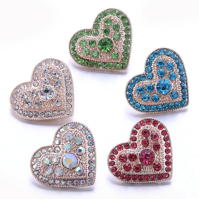 Snap- Heart with Rhinestones / Mixed colors $4 each
