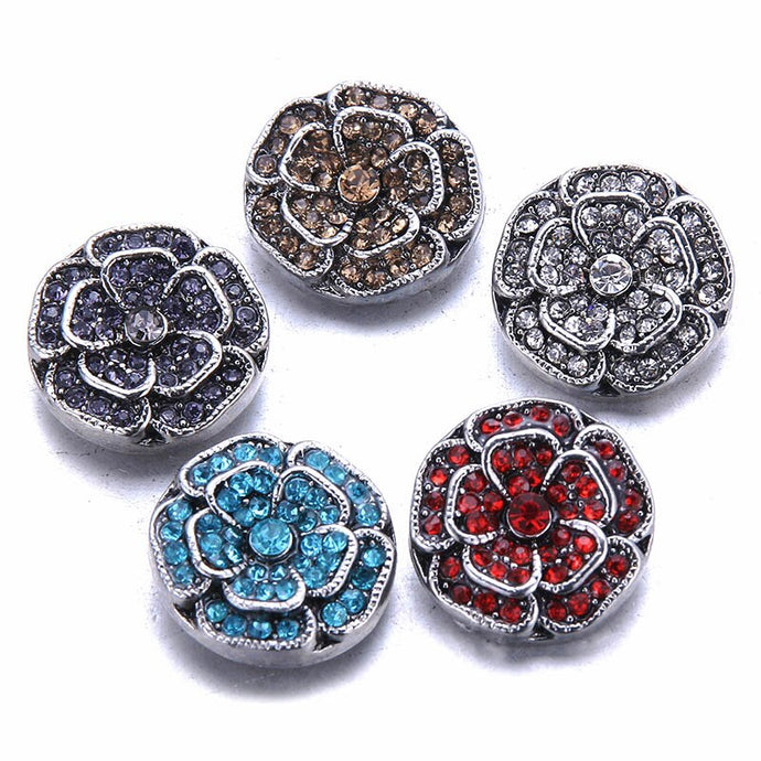 Snap- Rhinestone Flowers / 5 colors