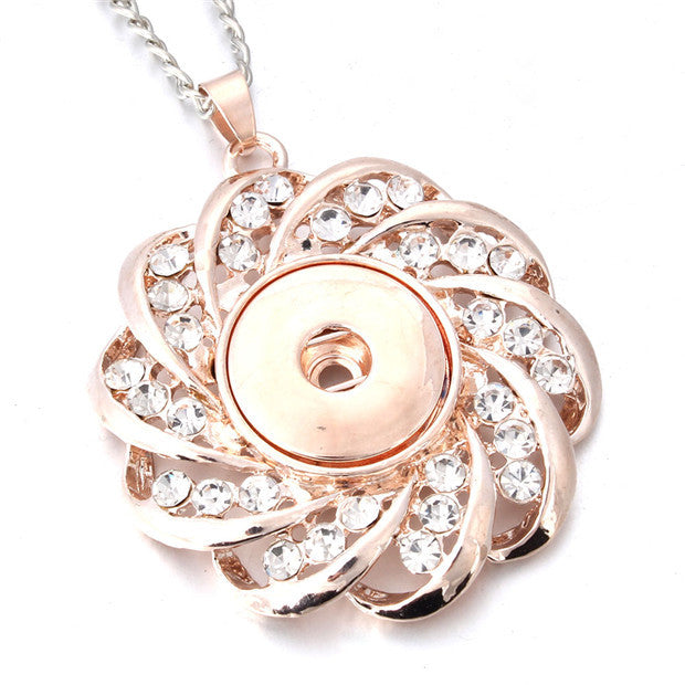 Necklace- RoseGold Spiral Flower with Gems