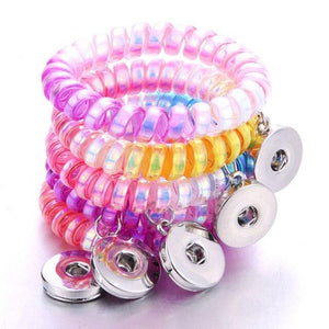 Bracelet- Hair Tie - Heavy Duty Rubber with Snap Button /5colors