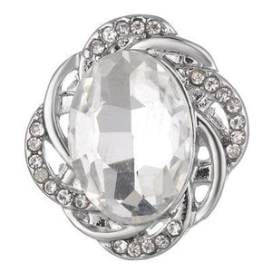 Snap- Chrystal & Rhinestone Square w/ Oval Stone /2 colors